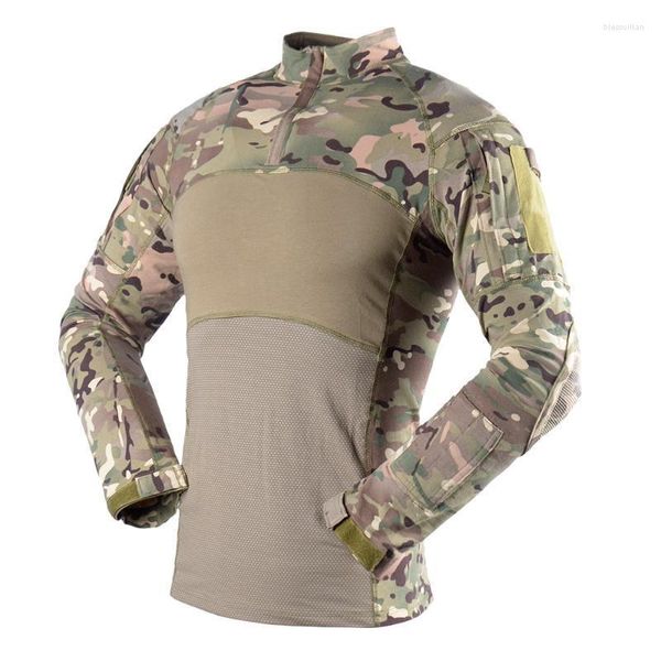 Polos pour hommes tricotés LS manches longues Strech doux coton coton Multicam uniforme chemise de combat tactique pour hommes hommes hommes hommes hommes bles22