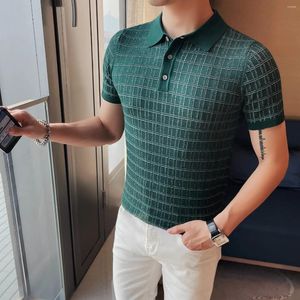 Polos pour hommes Polo tricoté été à manches courtes revers mince T-shirt à