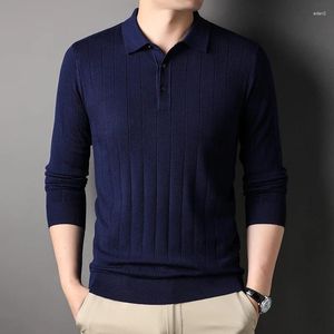 Polos para Hombre Suéter De Punto Jersey De Mezclas De Lana De Moda Comercial Polo con Solapa | Color sólido clásico