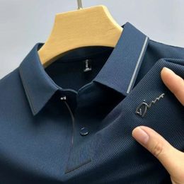 Polos de los hombres Corea Moda Seda de hielo Camiseta de manga corta Verano Marca comercial Bordado Solapa Polo Camisa Hombres Ropa Camisas Y Blusas 230717