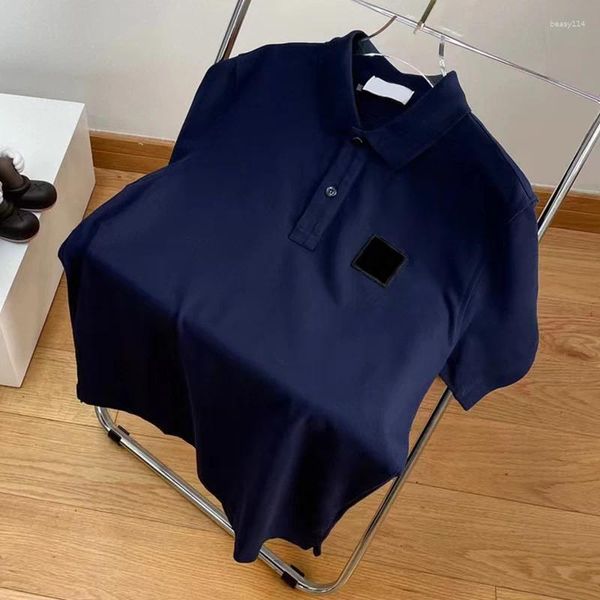 Polos para hombre, Polo elástico grande, tejido de seda de hielo, manga corta, ropa de calle informal, Tops transpirables, ropa masculina MA753