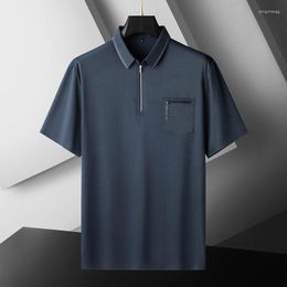 Heren Polo's nieuwste herenpolo shirt zomer ademend bedrijf casual losse losse korte mouwen trendy borstvakstijl top