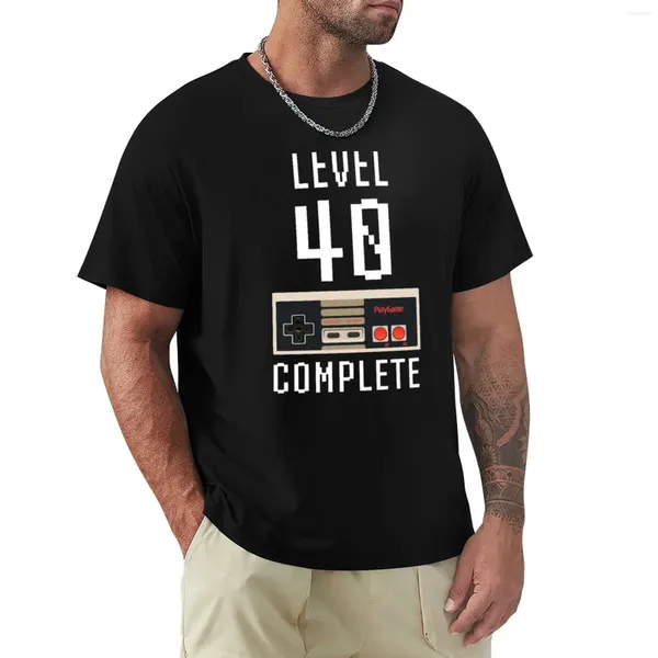 Polos masculine Niveau 40 complet 40e anniversaire Cadeau Pixels Retro Video Game T-shirt Plus Tailles Shirts Graphic Tees Workout for Men