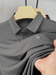 Polos para hombre Ropa de otoño ligera de lujo Casual de negocios Artesanía sin costuras Camiseta de manga larga Solapa Camisa POLO clásica de moda M-4XL