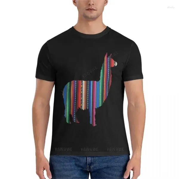 Polos pour hommes Llama Textile Design Inca Ink Original sud-américain BG T-shirt classique T-shirt imprimé animal pour garçons T-shirts vierges