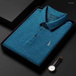 Heren PoloS Luxe 2023 European Autumn Heren Polo Shirt Rapel Borduurwerk Koreaanse stijl Koreaanse stijl Lange mouw Fashion Micro Elastic Top