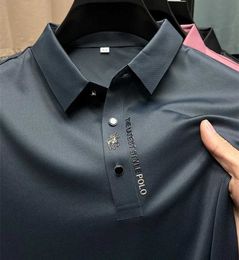 Polo's Luxury merk Ice Silk Short Slve T-shirt Men Casual Top Summer Mode Borduurwerk high-end zijde koel en ademend poloshirt T240506
