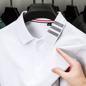 Polos pour hommes Marque de luxe à manches longues 100% pur coton Polo pour hommes printemps et automne broderie exquise mode T-shirt décontracté 231211