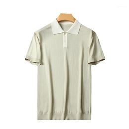 Hommes Polos luxe décontracté affaires chemise 2022 haute qualité été bureau vêtements à manches courtes tricoté chemises livraison directe