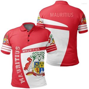 Heren Polos Mauritius vlagmap 3D -print Polo shirts voor mannen kleding nationaal embleem shirt Afrika korte mouw mannelijke jersey casual tops