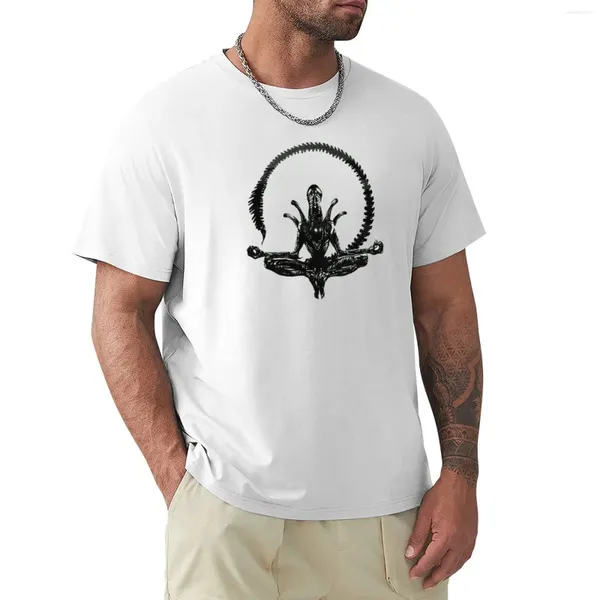 Polos pour hommes T-Shirt Alien en méditation T-Shirt noir graphique drôle T-shirts pour hommes Pack