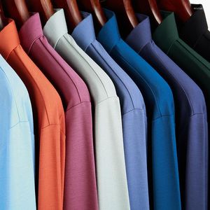 Heren polos heren met lange mouwen vaste kleur polo t-shirt casual los katoenen hoogwaardige merk comfortabele top geschenken voor vadersdag