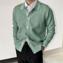 Heren Polos Men Herfst Sweater Solid Color Bouncy Lange Mouw Casual rekbaar warm vest zachte elastische reversjackers's