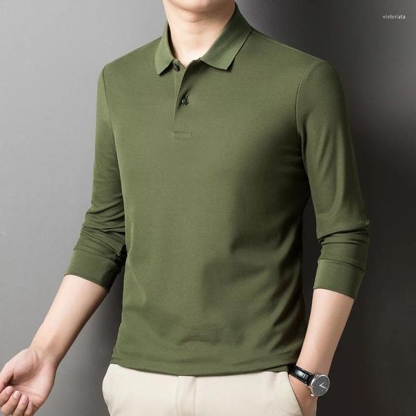 Polos para hombres Hombres de negocios Casual Polo básico Algodón Poliéster Tela mezclada Tops cómodos Verde Negro Blanco Azul Gris Camisetas Otoño 2023