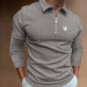 Polos pour hommes vêtements pour hommes nouveaux slve zipper Stripe Polo Polo.Y2405104egm