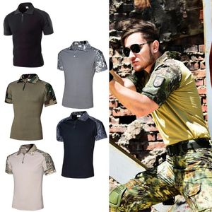 Polos pour hommes Hommes Fit Armée Vert Tendance Chemise Camouflage Couture Été Casual Manches Courtes Col Rabattu ChemisesHommes HommesHommes