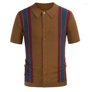 Polos pour hommes Hommes Tricots Polo Chemise Casual Streetwear Bouton serré Stripe T-shirt à manches courtes pour respirant M-3XL 2024 Vêtements