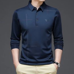 Polos pour hommes Hommes Polo Shirt Business Automne Tshirt À Manches Longues Casual Mâle Polo Fit Slim Coréen Vêtements Bouton Chemises 231205