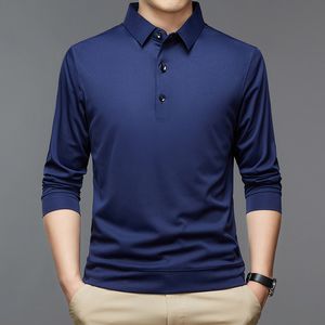 Heren Polos Men Polo Shirt Casual Business Tops Solid Polos Shirts Mens Long Sleeve Polo Homme Fashion Korean Slim Rapel Tee 230303