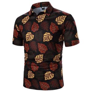 Polos hommes Polo Shirt Men Slve Shirt Leaf Leaf Imprimé Hawaiian Style Summer Nouveau loisirs Fashion Holiday Style Men T-shirt Y240510U7RQ