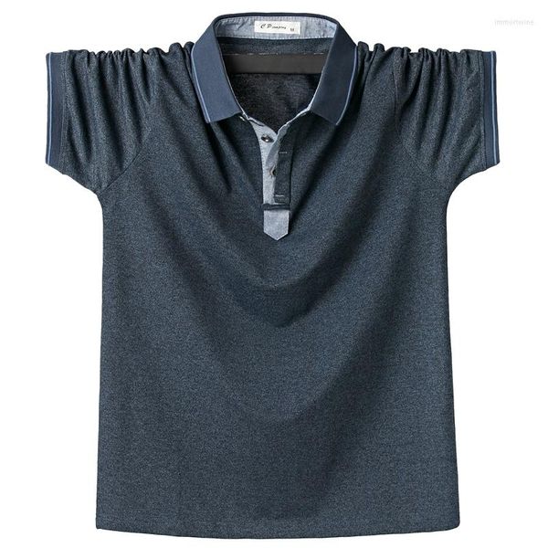 Polos para hombre, Polo para hombre, camisas sólidas con rayas laterales para hombre, Camisa informal de algodón para hombre, 6XL, 5XL, XXXXL, de talla grande, de negocios