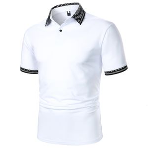 Polos pour hommes Polo à manches courtes pour hommes Couleur unie Mode Casual Top Summer in Urban Business Revers Rib 230630