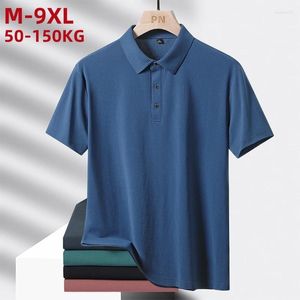 Polos pour hommes Polo Polo à manches courtes à manches estivales fines minces surdimensionnées 5xl 6xl 7xl 8xl plus taille t 2024 Breffe de mode lâche mâle doux