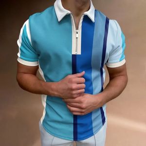 Herren Polos Herren Poloshirts Sommer Casual Marke Kurzarm Solide Herren Umlegekragen Reißverschlüsse T-Shirts Tops