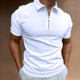 Luxe zip-up Polo zomerpolo-shirts voor heren heren heren korte mouwen oversized losse rits hoogwaardige thirt top US-maat S-3XL 230414