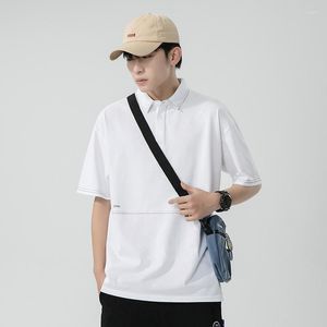 Polos pour hommes Chemises d'été pour hommes pour hommes Adolescents Style japonais Décontracté Lâche Manches courtes T-shirts blancs Lettre Broderie Tops basiques simples