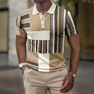 Polo's Polo's poloshirt voor heren gestreepte korte mouw T-shirt Man Ademend zakelijk vrijetijdsgebruik button-down t-shirt Casual Summer Streetwear Blouse 230524