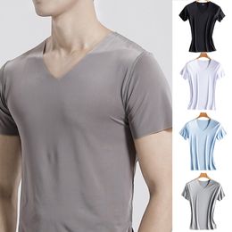 Herenpolo's Naadloos T-shirt voor heren Sneldrogend V-hals slanke blouse met korte mouwen voor de zomer Ademende vrijetijdsblouse Zacht sportshirt PR Sale 230801