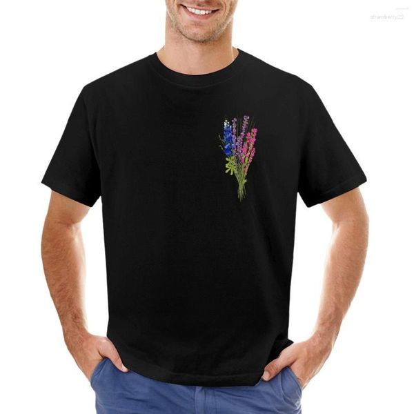 Polos para hombre, camiseta sutil con flores del orgullo bisexual para hombre, camisetas bonitas a la moda coreana, camisetas en blanco, ropa Kawaii para hombre, blanco