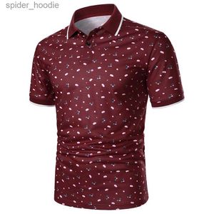 Polo's voor heren Korte sle-overhemd Bloemenpatroon Digitaal printen Top Street chic Casual mode Vakantie Heren Rib-reversoverhemd L231222