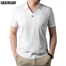 Heren Polos Men Men Korte mouw Polo shirt Tops voor Summer Patchwork Office Business Korean Style Male Fashion Clothing 00760