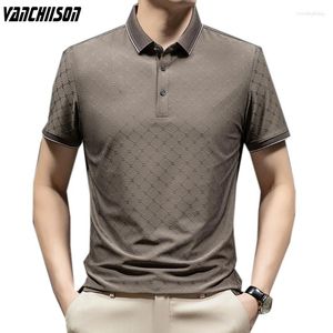 Polos pour hommes Hommes à manches courtes Polo Tops pour l'été Dobby Tissu Imprimer Retro Vintage Male Fashion 00743