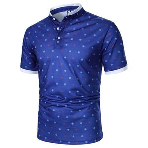 Heren Polos Men Korte Slves Polo Shirt Digitale print Tops Strtwear Casual Fashion Men Contrast halslijn stand-up kraag polarhirt Y240510R177