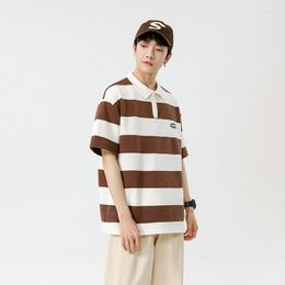 Polo Masculino Masculino Listrado Hit Color Moletom Gola Polo Pulôver Feminino Plussize Harajuku Estilo Senhoras Vintage Preppy Top