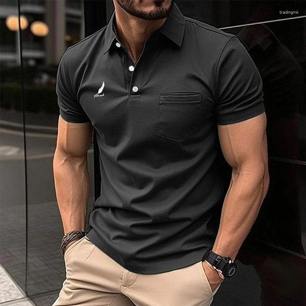 Polos para hombre Polo informal de manga corta de verano para hombre con bolsillo.