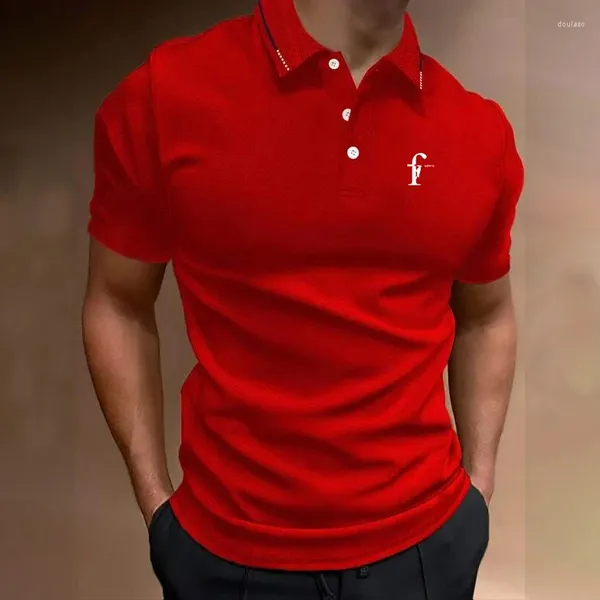 Hombres POLOS Men Summer Summer Short Short Slim Fit Pure Color Polo Shith Sport Business.