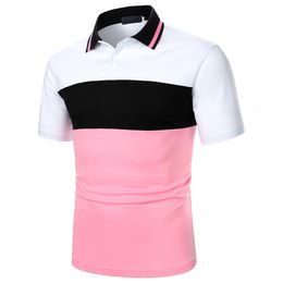 Hommes Polos Hommes T-shirt À Manches Courtes Polo Splicing Contrast Urban Business Casual Mode Revers Rib Top 230720