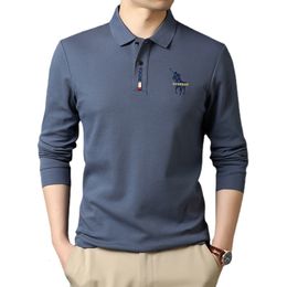 Polos pour hommes Hommes Casual Business Chemise à revers de haute qualité brodée à manches longues T-shirt Hommes Vêtements 230828