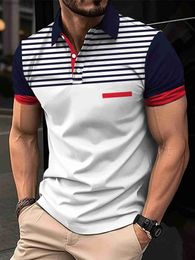 Polos masculins Fashion Short-Sleeved Striked Stamps Poloshan Casual Abelt Polo L240320