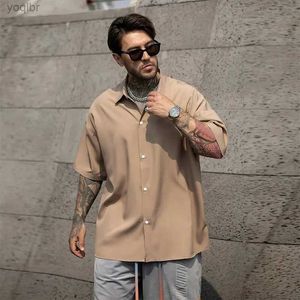 Heren Polos Mens Nieuwe zomerbedrijf shirt mode flip kraag volwassen retro korte mouwen shirtl2405