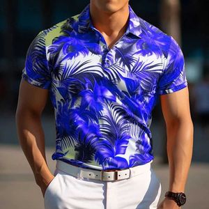 Heren PoloS Mens Polo Shirt Fashion Quick Drying Tennis Wear Mens Comfortabele ademhabele slijtage Tropical Forest Print Polo Shirt Z240529
