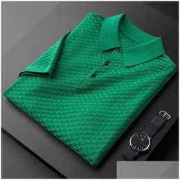 Herenpolo's Mens S Premium gepersonaliseerde jacquard wafel gebreid korte mouw zomer luxe ademend T-shirt Koreaans mode Top Dro Dhw6V