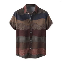 Hommes Polos Hommes Chemise Vintage Style Ethnique Impression Lâche À Manches Courtes Chemises Décontractées Quotidien Porter Haute Qualité Bureau Blouse Chemise Homme