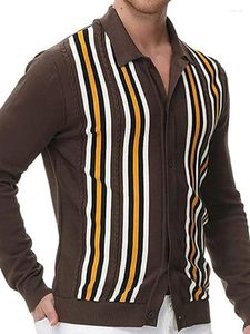 Polos pour hommes Chemises pour hommes Casual Élégant Été Rayé Revers Manches courtes Tricots Chemise boutonnée