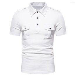 Polo's heren heren shirts shirts korte mouw reguliere fit mode ontworpen shirt para hombre dubbele pocket homme zomer tops