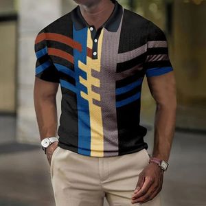 Heren Polos Mens Korte mouwen 3D All-over print heren Polo Shirt Geometrische patronen Zomer korte mouwen Kledingstraat Street Leisure Polo Tops 230816